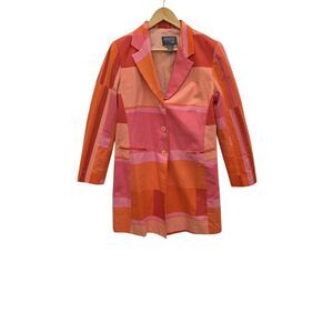 LAFAYETTE 148 Peach Color Block Multicolor Blazer Jacket Size 10